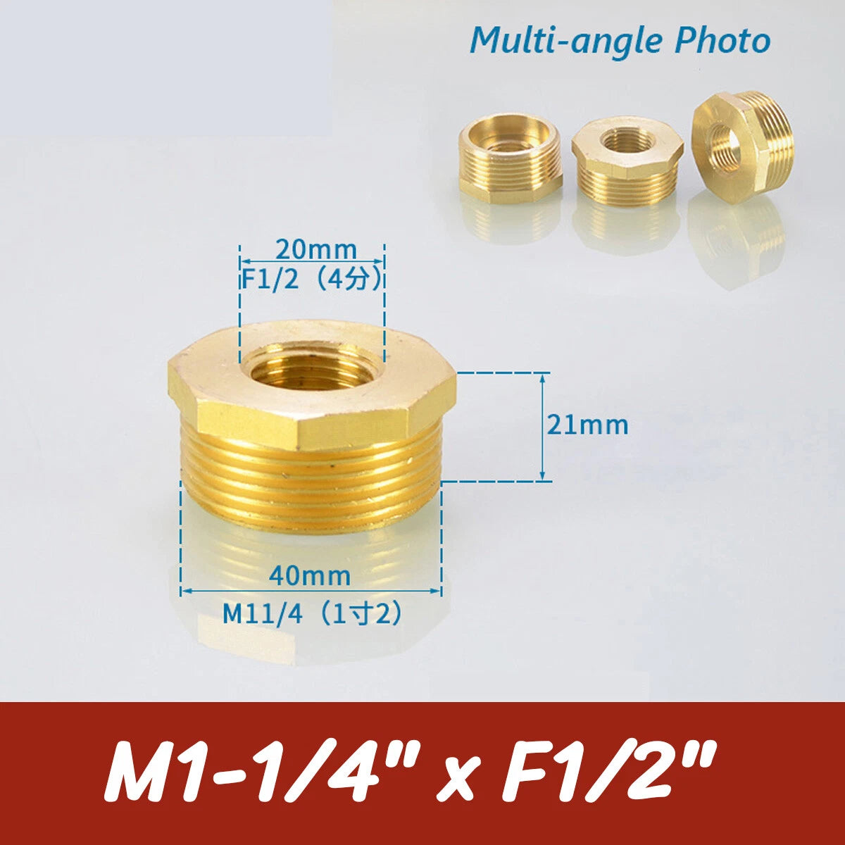 BSP Brass Reducing Hexagon Bush — Male to Female Thread Pipe Fittings