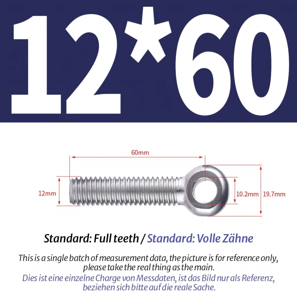M12 M14 Stainless Steel Eye Bolts – Threaded Ring for Catenary Wire & Hanging - HomeDIYer