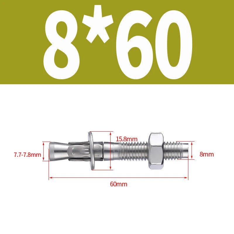 Stainless Steel Through Bolts – Wall Expansion Anchor Bolts M6 M8 M10 M12 M16 - HomeDIYer