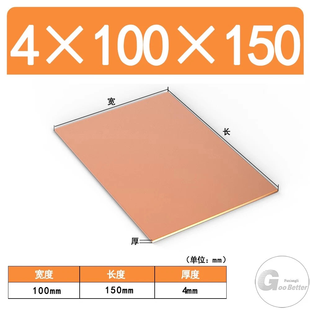 T2 Pure Copper 99.9% Sheet Plate Thick 4mm to 10mm Models making Customisable