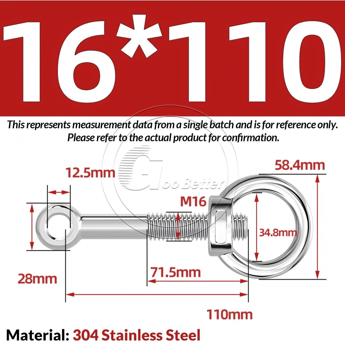 M16–M24 A2 304 Stainless Steel Lifting Eye Bolt & Eye Nut Threaded Ring - HomeDIYer