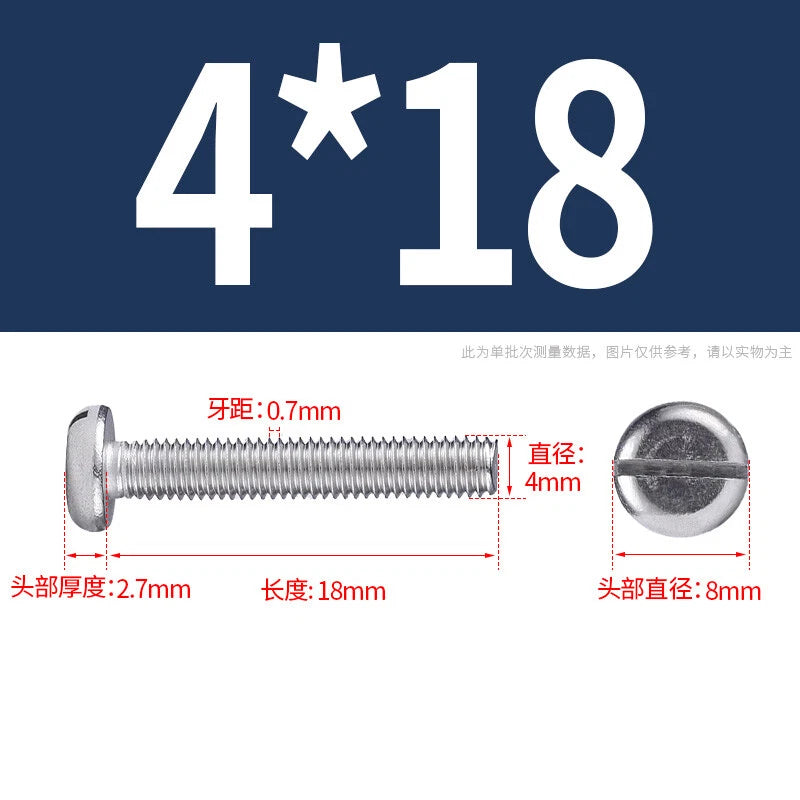 M4 M5 M6 M8 M10 A2 Stainless Steel Machine Screws - Slotted Pan Head Bolts DIN85