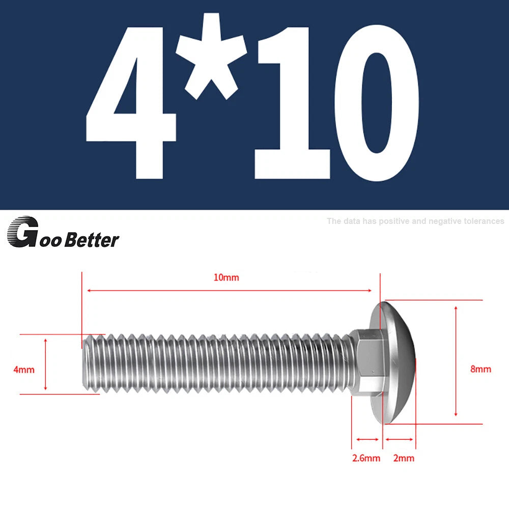 M4–M12 Carriage Bolts A2 Stainless Steel | Cup Square Neck Screws