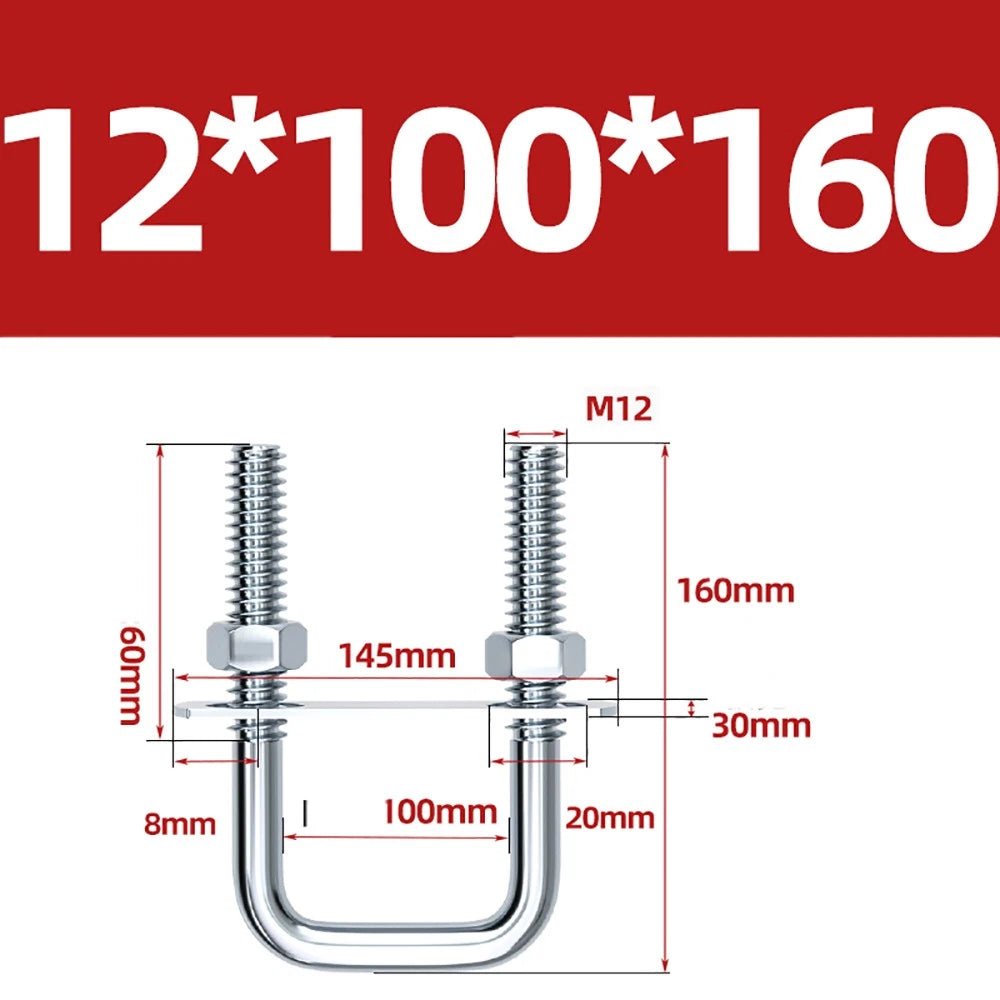 Square U - Bolts with Plate and Nuts – M6 M8 M10 M12 Zinc Plated, Trailer & Pipe Clamp Fasteners - HomeDIYer