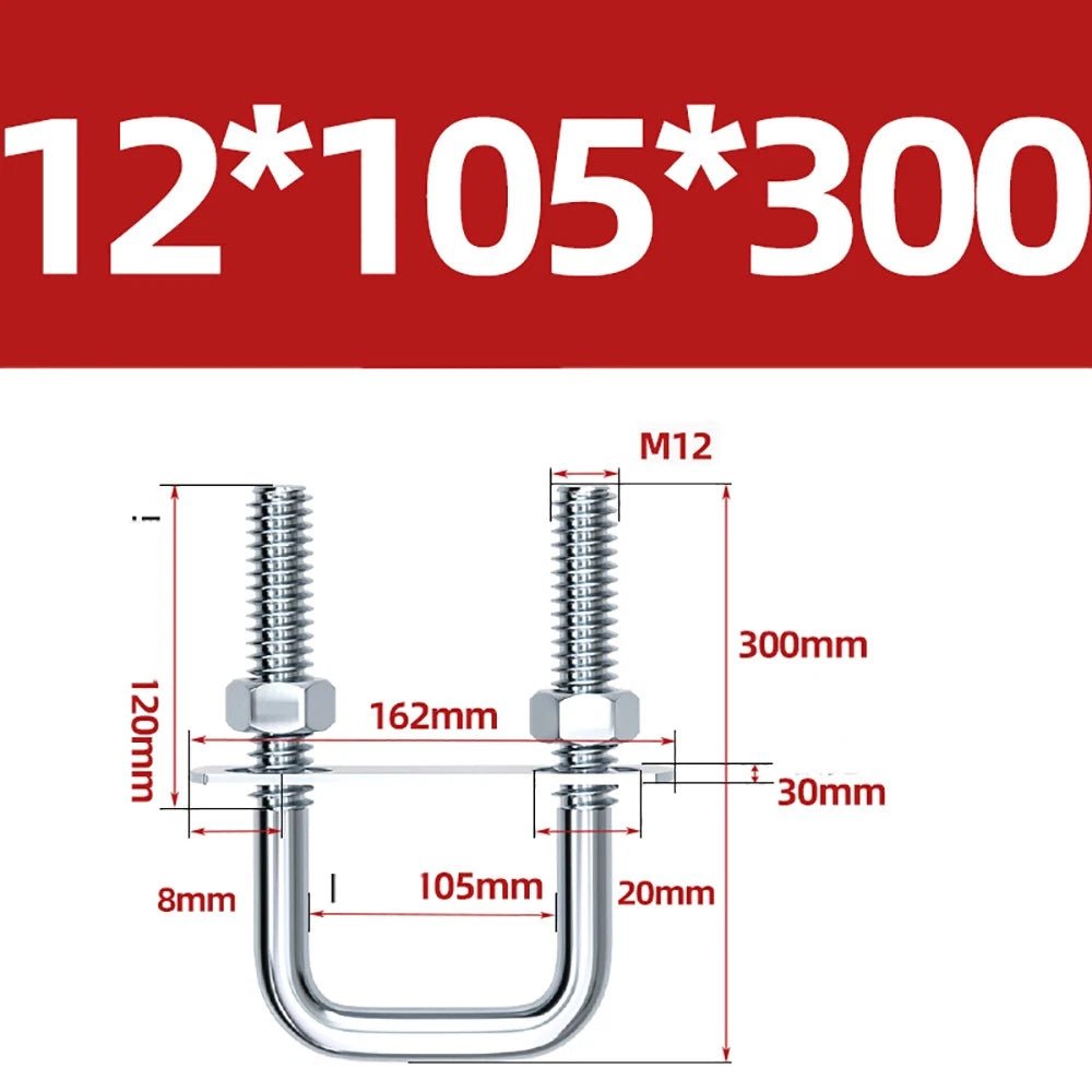 Square U - Bolts with Plate and Nuts – M6 M8 M10 M12 Zinc Plated, Trailer & Pipe Clamp Fasteners - HomeDIYer