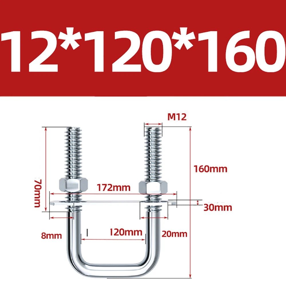 Square U - Bolts with Plate and Nuts – M6 M8 M10 M12 Zinc Plated, Trailer & Pipe Clamp Fasteners - HomeDIYer