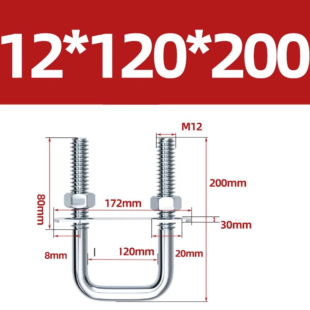 Square U - Bolts with Plate and Nuts – M6 M8 M10 M12 Zinc Plated, Trailer & Pipe Clamp Fasteners - HomeDIYer