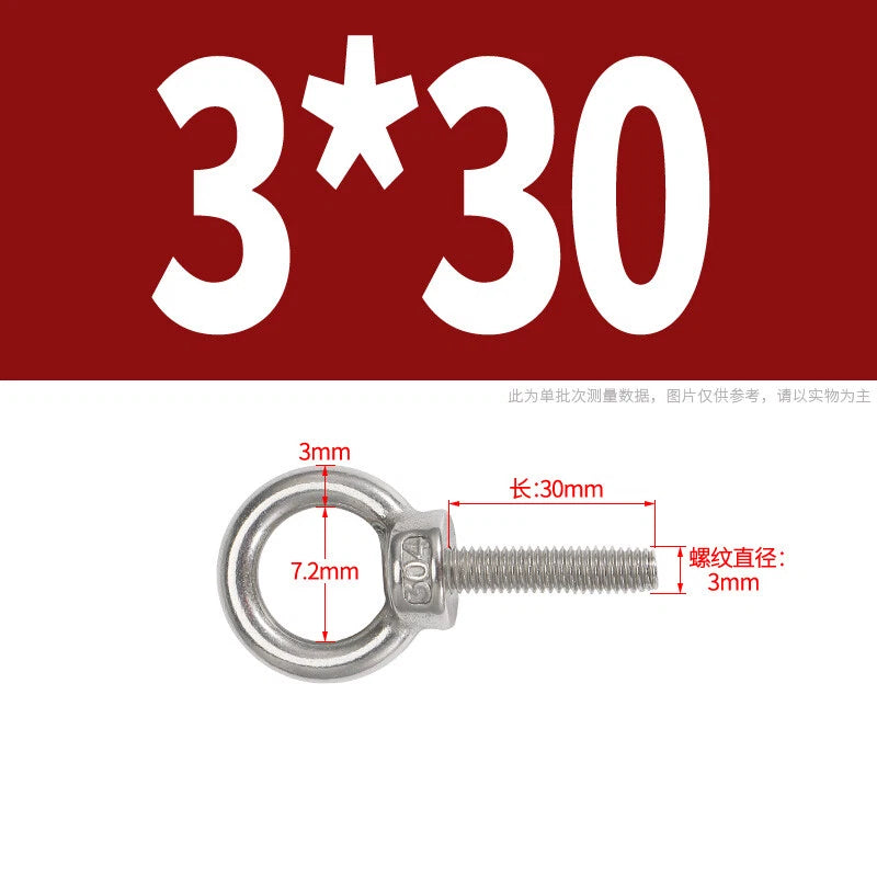 Lifting Eye Bolts A2 304 Stainless Steel M4 M5 M6 M8 M10 M12 M14 M16 M18 M20 M24