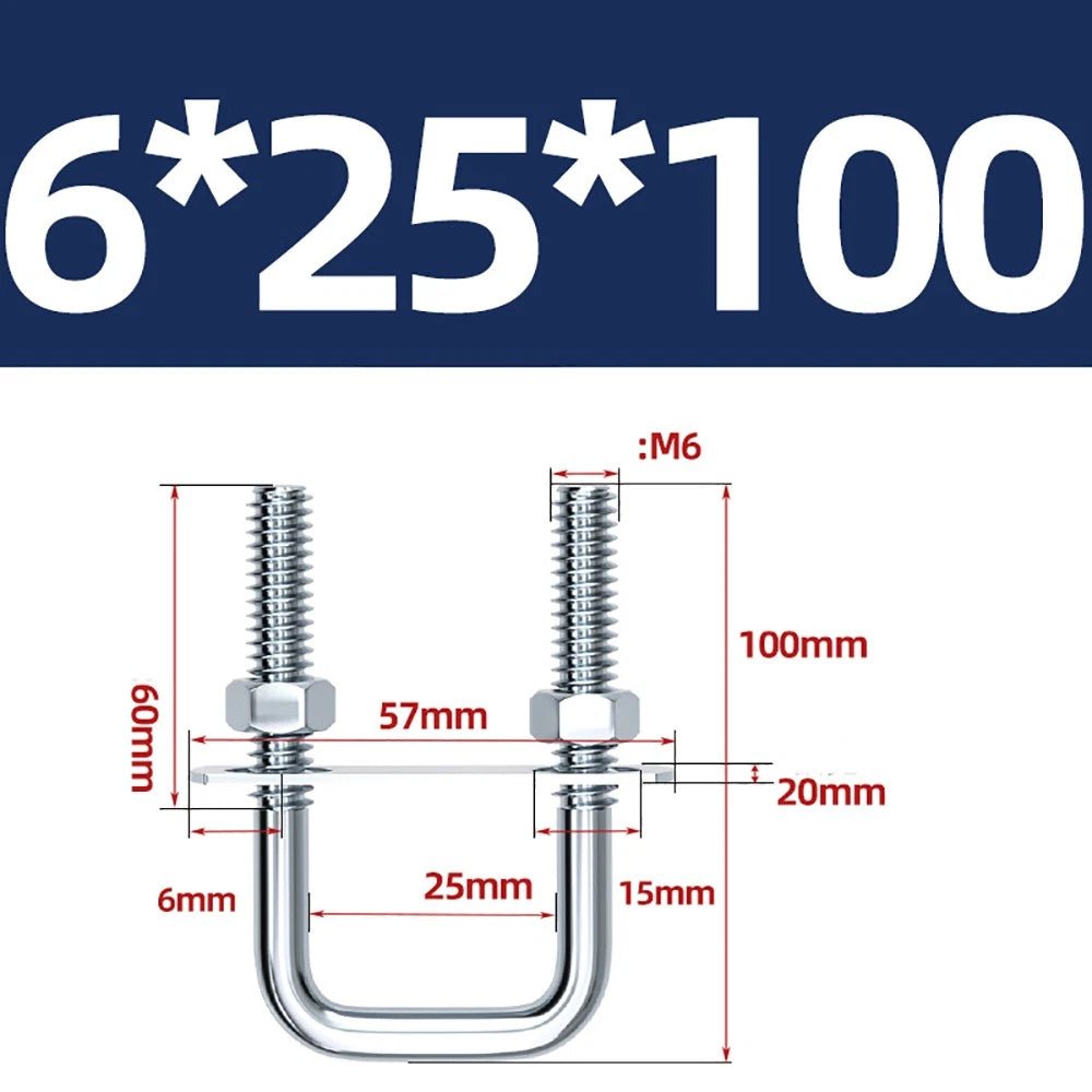 Square U - Bolts with Plate and Nuts – M6 M8 M10 M12 Zinc Plated, Trailer & Pipe Clamp Fasteners - HomeDIYer