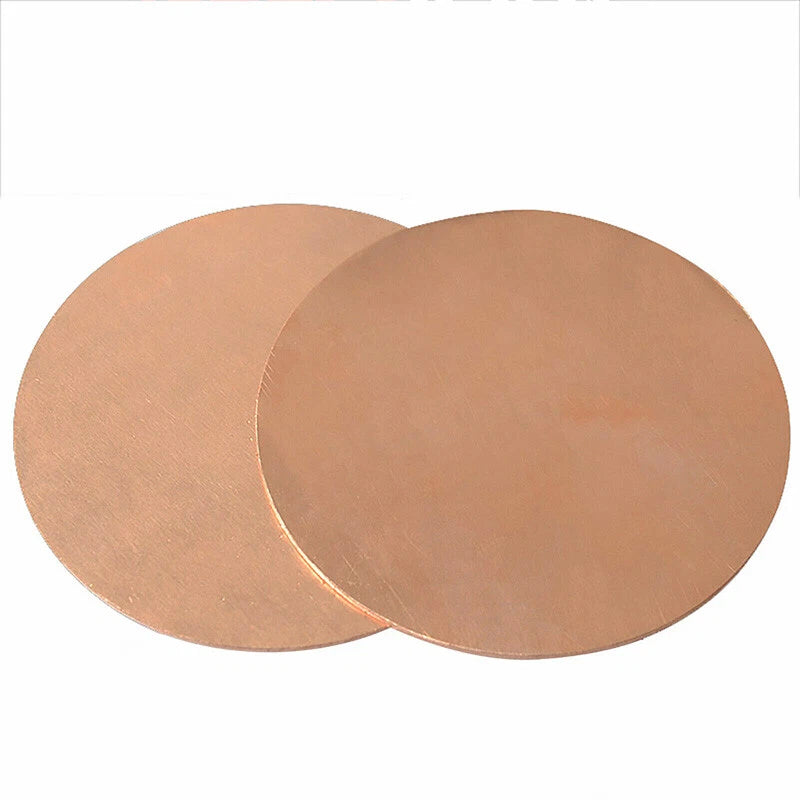 Solid Pure Copper Discs Blank Round Plate Metal Sheet 50-200mm OD 0.8-3mm Thick