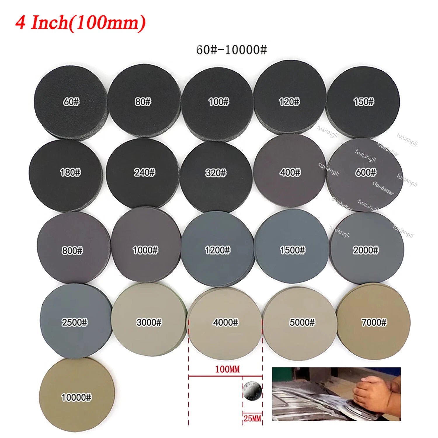 25mm-180mm Dry/Wet Sanding Discs Hook & Loop Abrasive Sandpaper Pads All Grit