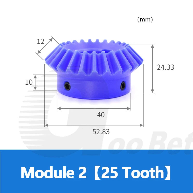 Module 1 1.5 2 2.5 Straight Bevel Gear Set 15 - 30 Tooth 1:1 Pairing Nylon Blue
