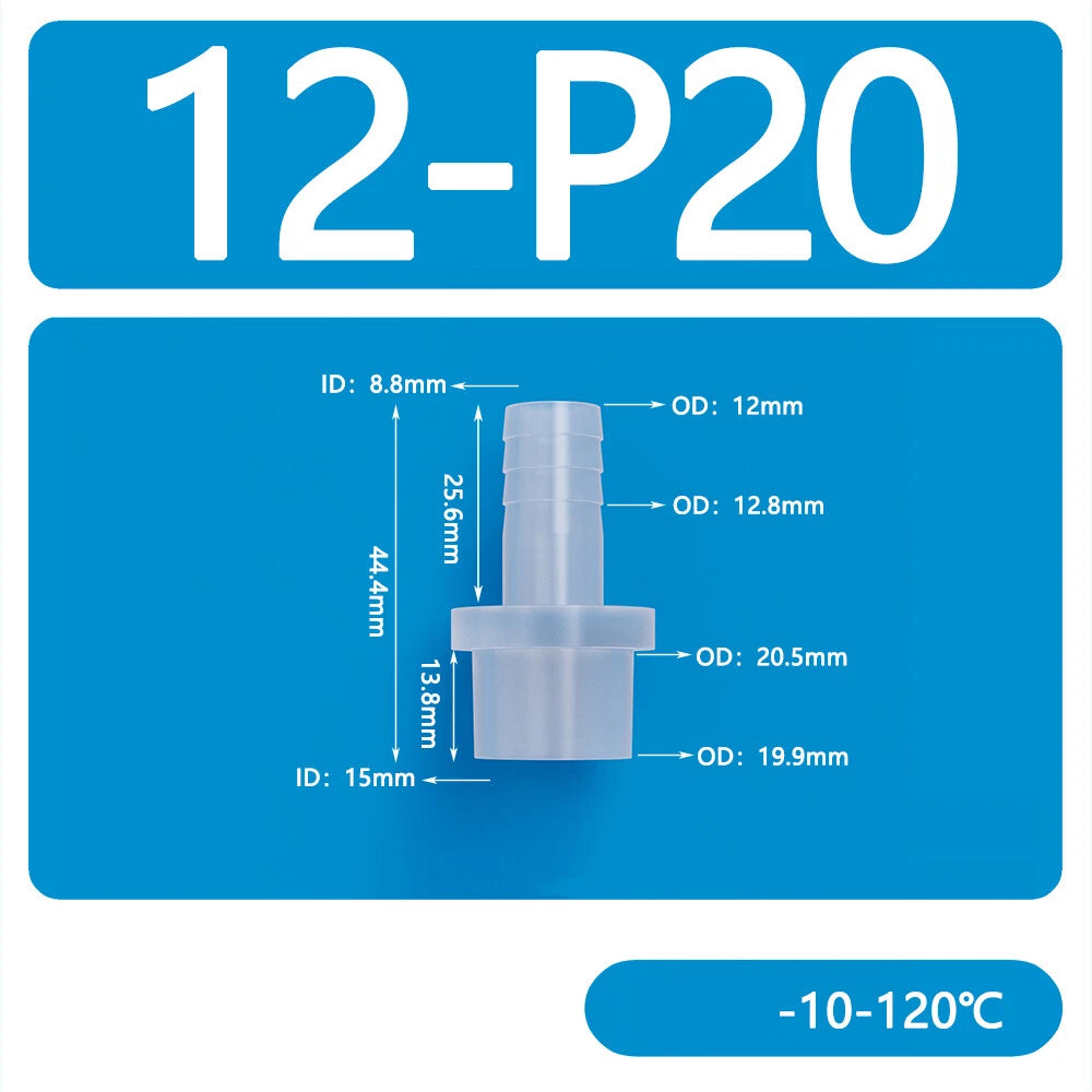 Straight Barbed Hose Joiner Connector — Plastic, φ8mm–25mm, Air & Water