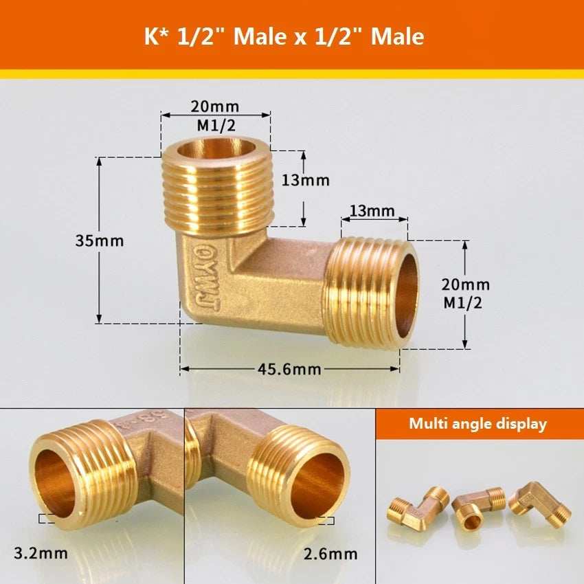 Brass NPT Pipe Fittings – 1/2" & 3/4" Male Female Thread Adapter Connector