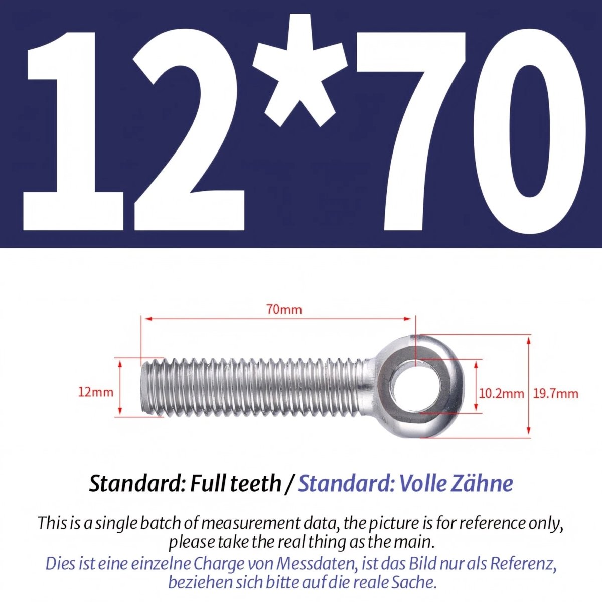 M12 M14 Stainless Steel Eye Bolts – Threaded Ring for Catenary Wire & Hanging - HomeDIYer