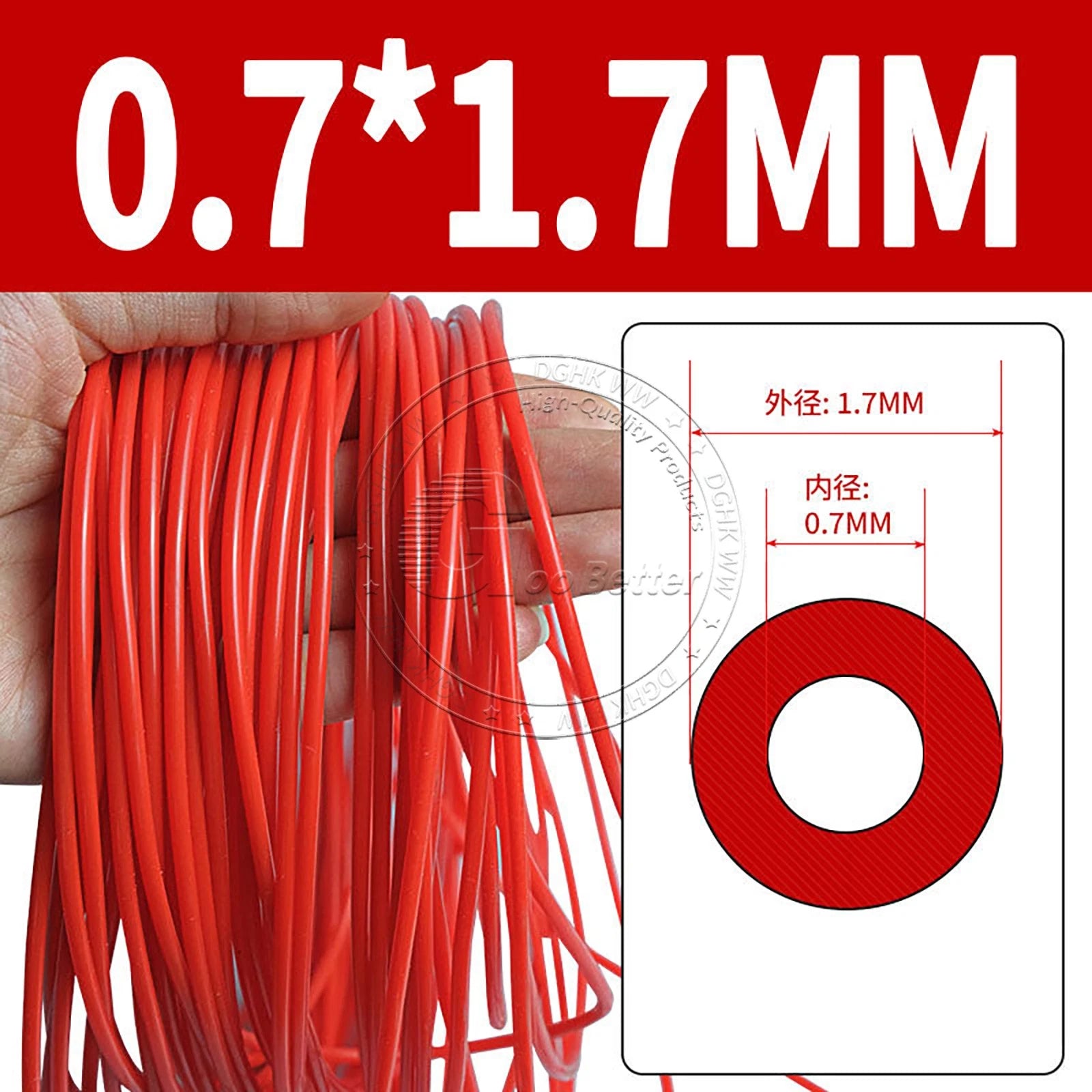 Red Food Grade Silicone Capillary Tube — ID 0.3mm to 4mm, 10 Meter