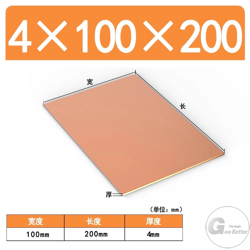 T2 Pure Copper 99.9% Sheet Plate Thick 4mm to 10mm Models making Customisable