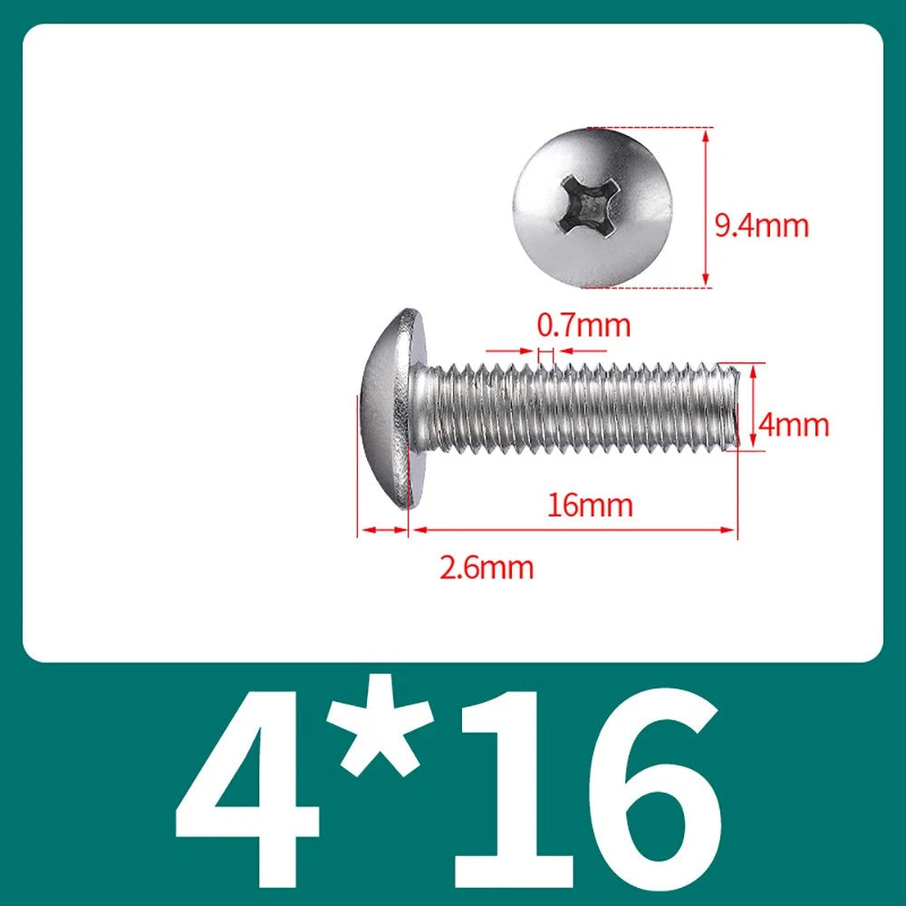 M4-M8 Phillips Truss Head Machine Screw Large Flat Head Screws Stainless Steel