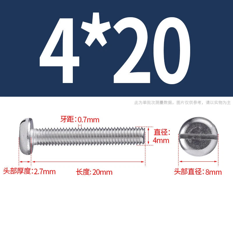 M4 M5 M6 M8 M10 A2 Stainless Steel Machine Screws - Slotted Pan Head Bolts DIN85