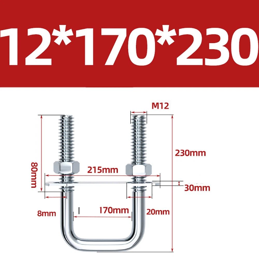 Square U - Bolts with Plate and Nuts – M6 M8 M10 M12 Zinc Plated, Trailer & Pipe Clamp Fasteners - HomeDIYer