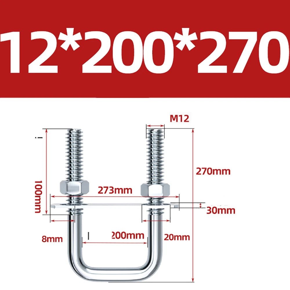 Square U - Bolts with Plate and Nuts – M6 M8 M10 M12 Zinc Plated, Trailer & Pipe Clamp Fasteners - HomeDIYer