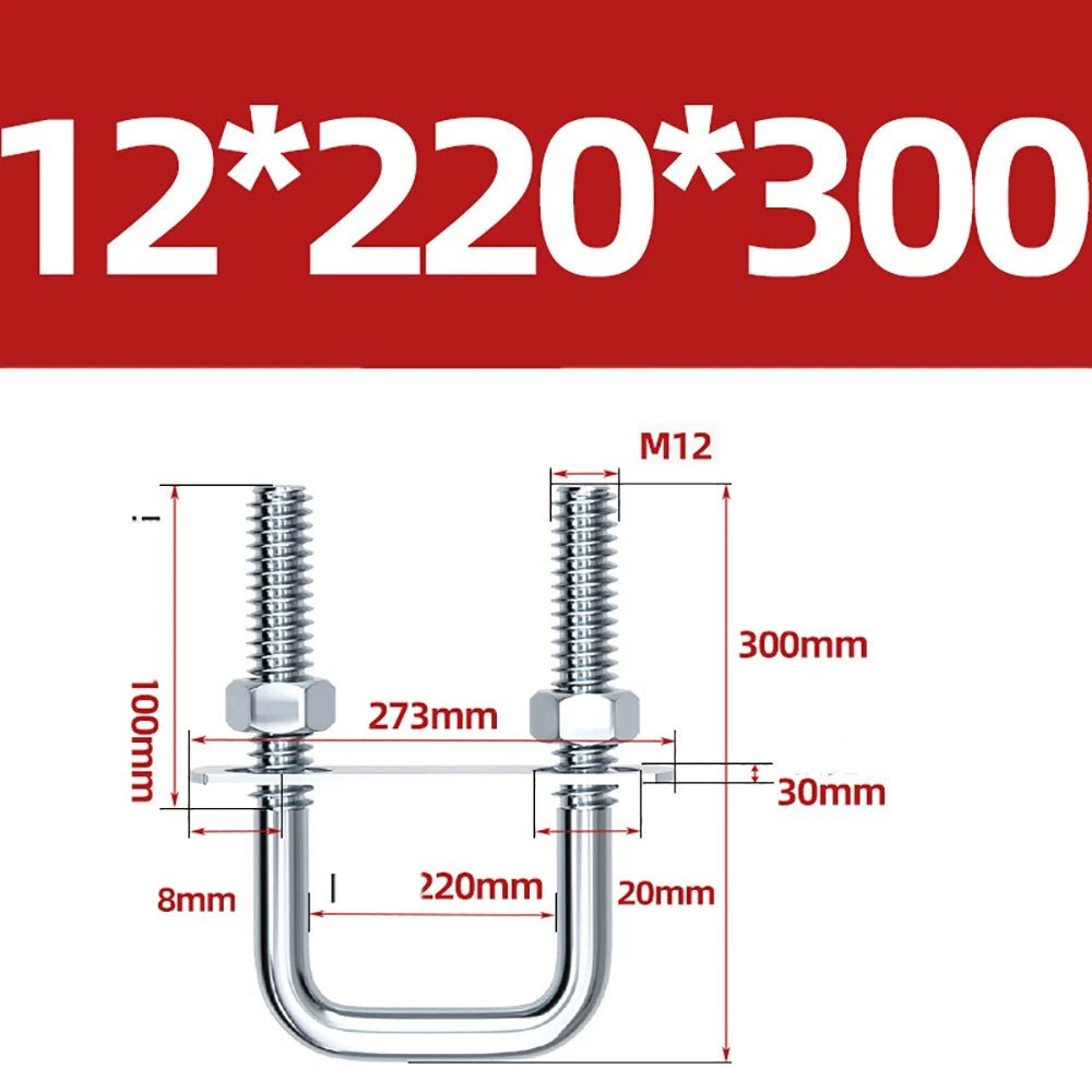 Square U - Bolts with Plate and Nuts – M6 M8 M10 M12 Zinc Plated, Trailer & Pipe Clamp Fasteners - HomeDIYer