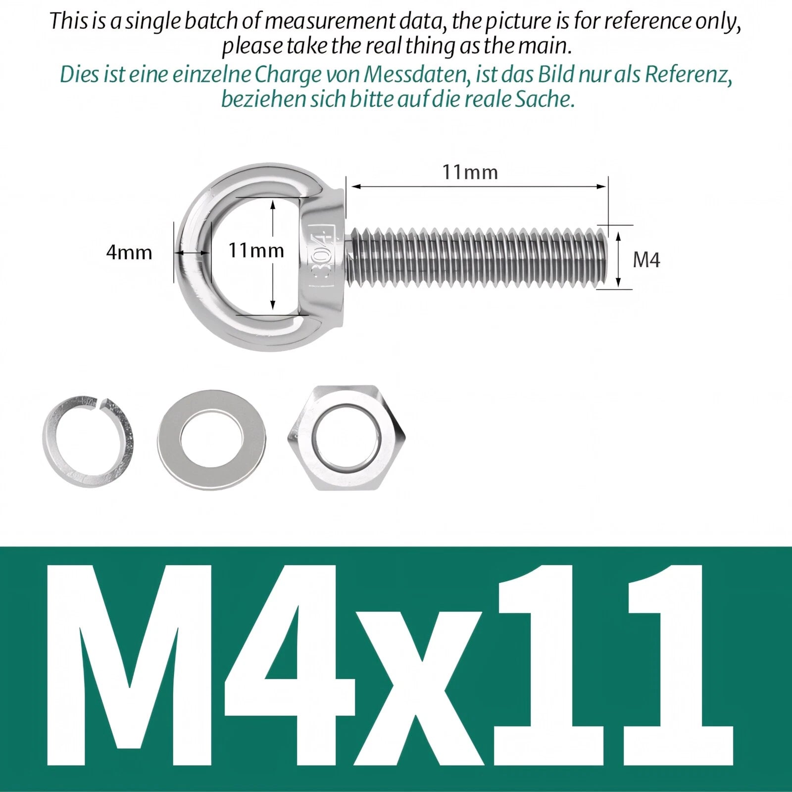 M3 M4 M5 - M20 Eye Bolts Kit Screws Nut Washer Long Boat Stainless Steel A2 304