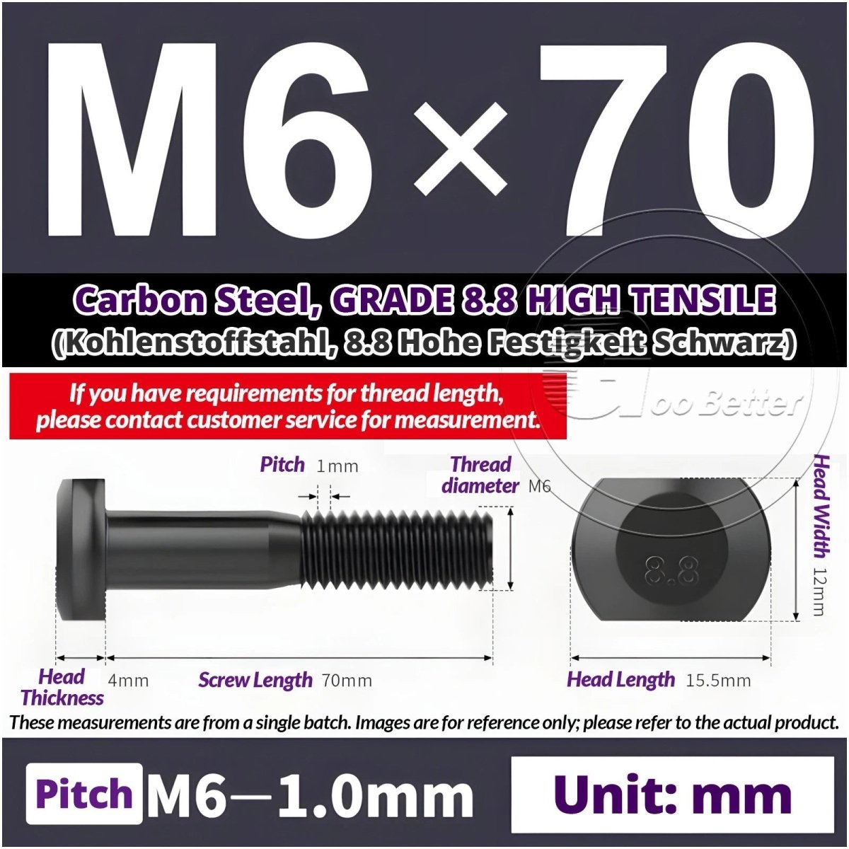 T - Slot Bolts M6 to M20 | Grade 8.8 High Tensile | T - Track Bolts 16mm–500mm - HomeDIYer