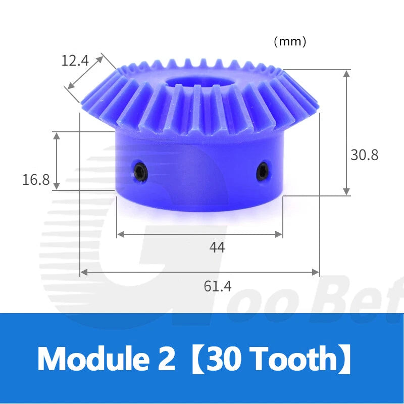 Module 1 1.5 2 2.5 Straight Bevel Gear Set 15 - 30 Tooth 1:1 Pairing Nylon Blue