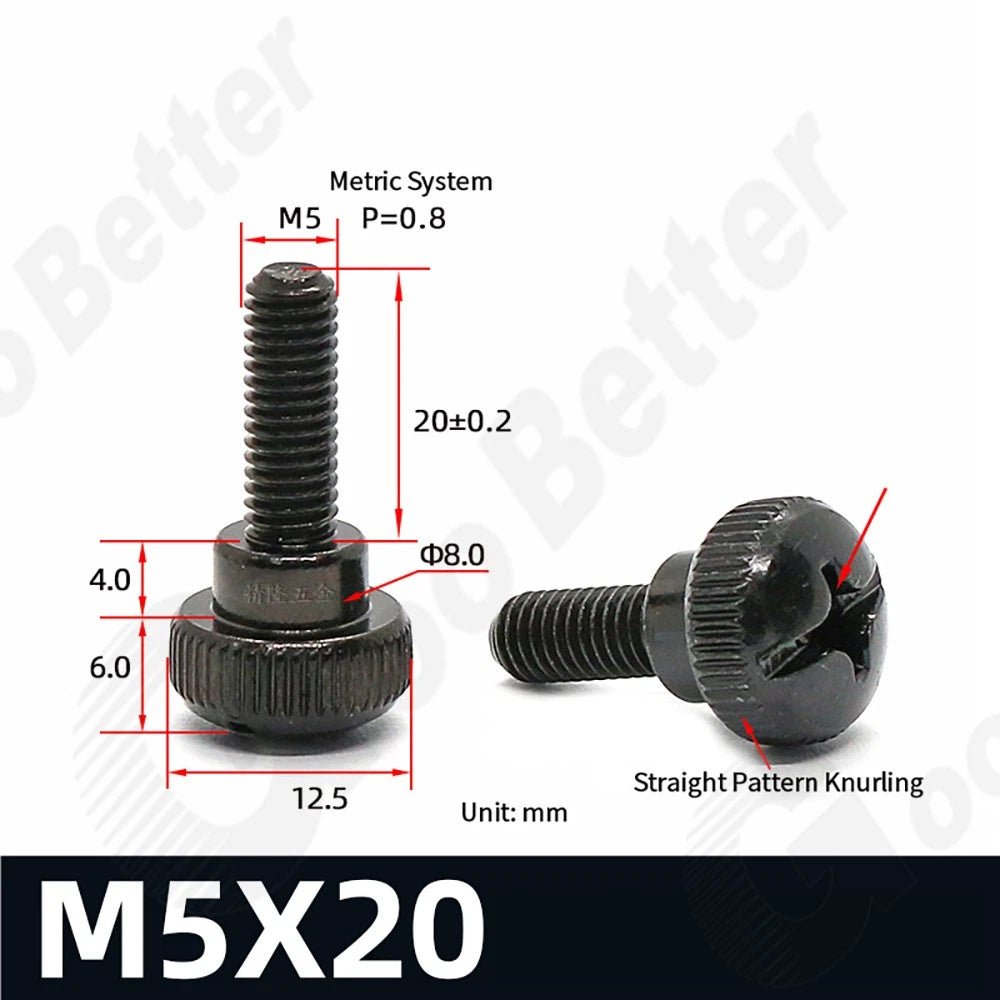 M5 M6 Knurled Thumb Screws Step Head | Hand Grip Knob Bolts | Nickel & Black Zinc Plated - HomeDIYer