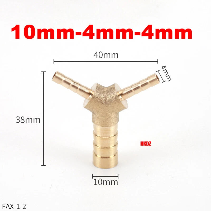 Brass Y Barbed Hose Tail Joiner — Tube Connector for Air, Water, Fuel & Gas