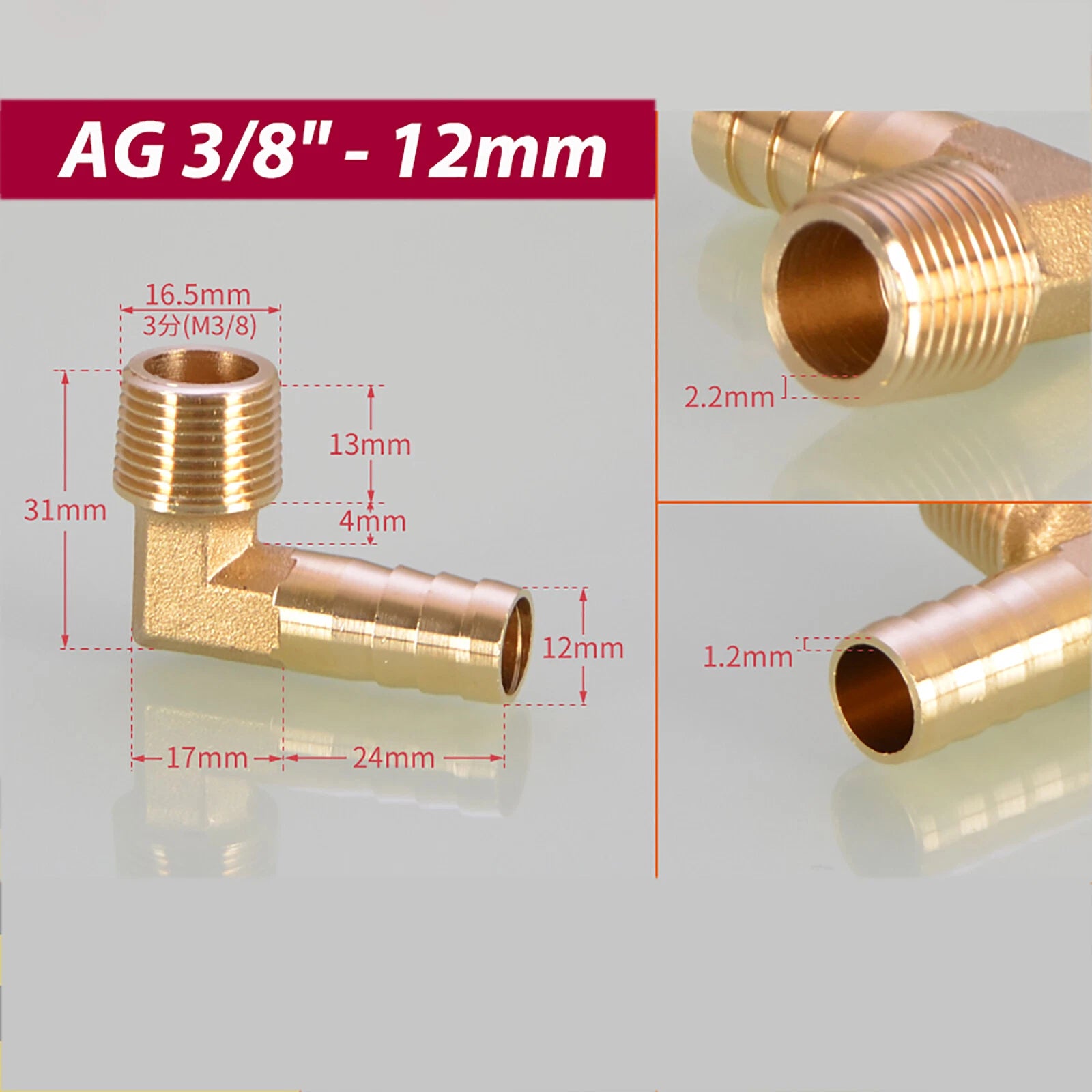 Brass 90° BSP Male Elbow x Barbed Hose Tail Fitting – Air & Water Pipe Connector