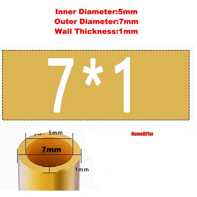 H62 Brass Round Tube — OD 2mm–100mm, Wall 0.5mm–4mm, 200mm Length