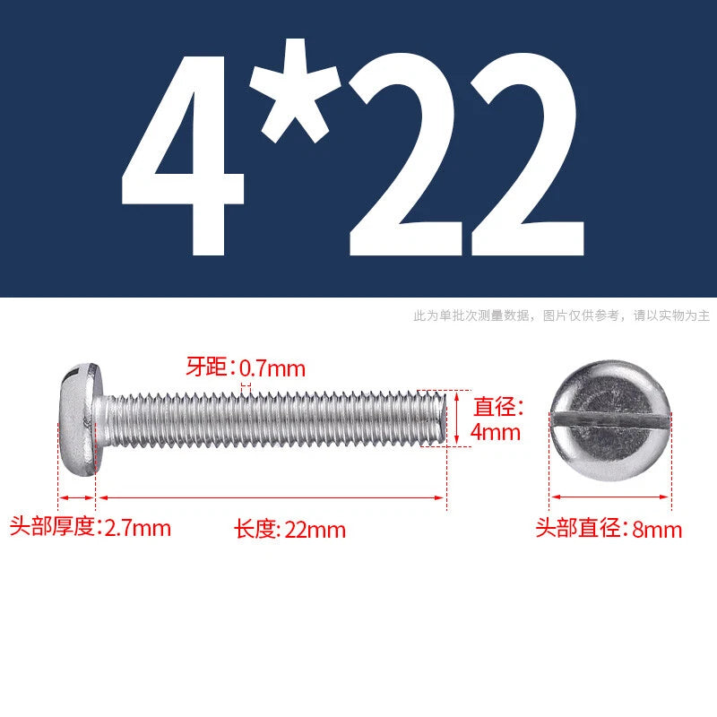 M4 M5 M6 M8 M10 A2 Stainless Steel Machine Screws - Slotted Pan Head Bolts DIN85