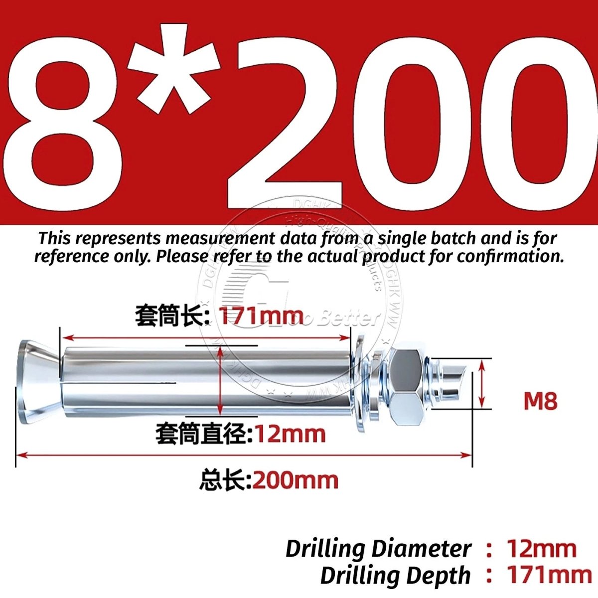 Concrete Expansion Anchor Bolts M6–M20, Extra Long Masonry Wall Screws – Iron Blue White Zinc / Iron - colour Zinc - HomeDIYer