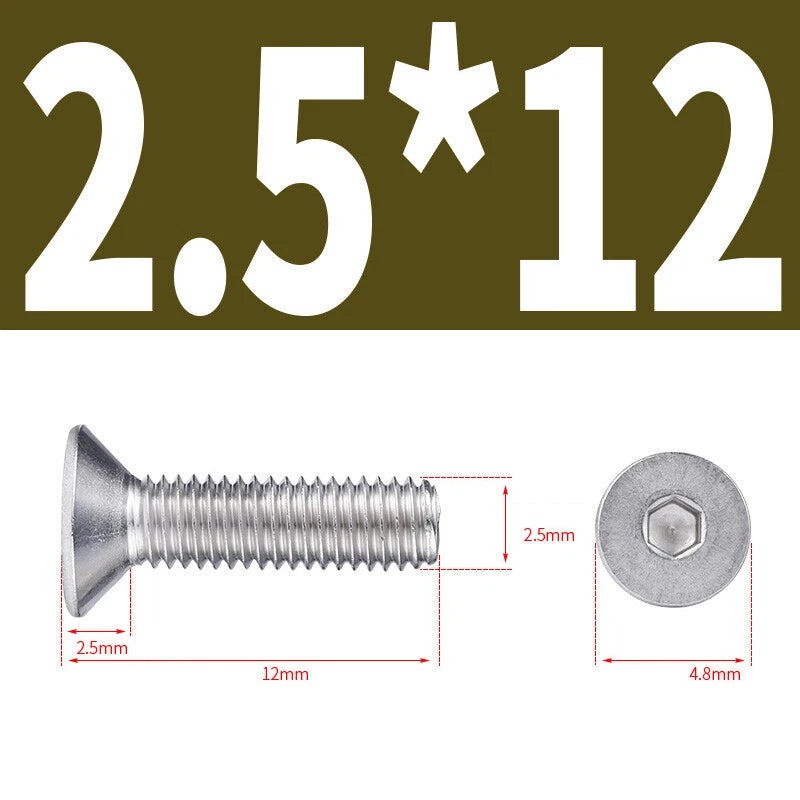 Allen Countersunk Head Screws V4A Steel Hexagon Socket Flat Head Machine Screw