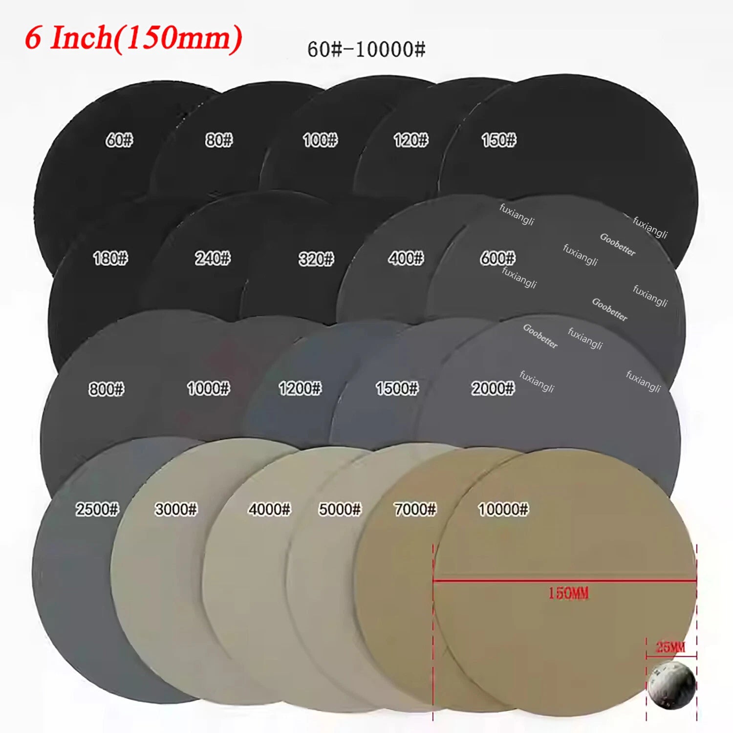 25mm-180mm Dry/Wet Sanding Discs Hook & Loop Abrasive Sandpaper Pads All Grit