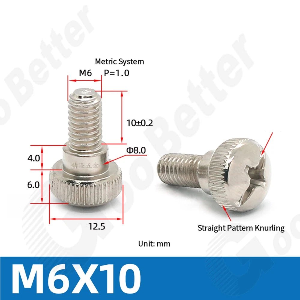 M5 M6 Knurled Thumb Screws Step Head | Hand Grip Knob Bolts | Nickel & Black Zinc Plated - HomeDIYer