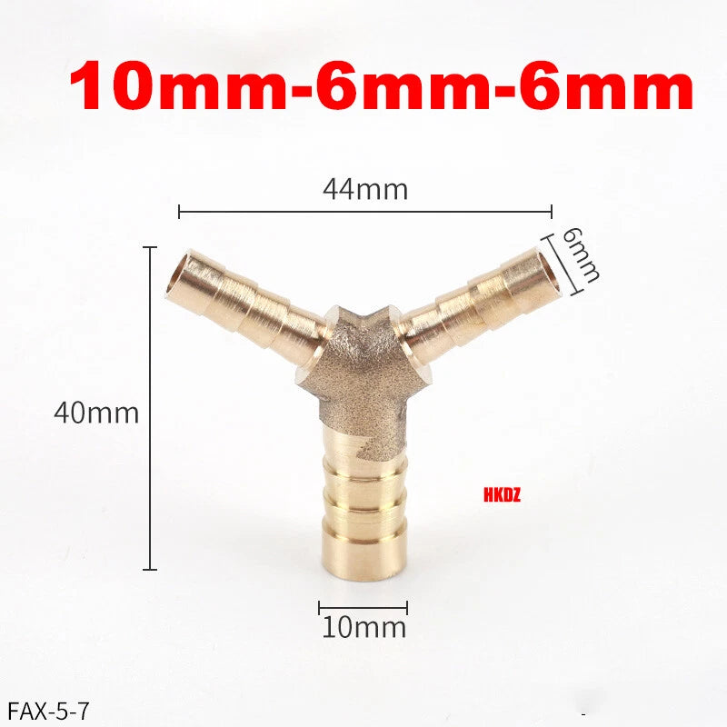 Brass Y Barbed Hose Tail Joiner — Tube Connector for Air, Water, Fuel & Gas