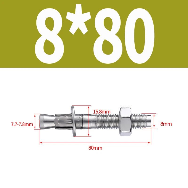 Stainless Steel Through Bolts – Wall Expansion Anchor Bolts M6 M8 M10 M12 M16 - HomeDIYer