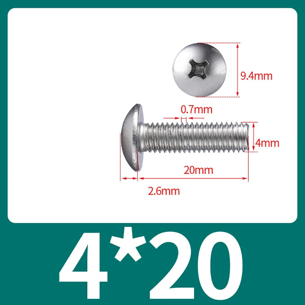 M4-M8 Phillips Truss Head Machine Screw Large Flat Head Screws Stainless Steel