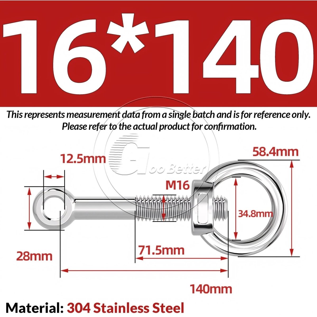 M16–M24 A2 304 Stainless Steel Lifting Eye Bolt & Eye Nut Threaded Ring - HomeDIYer