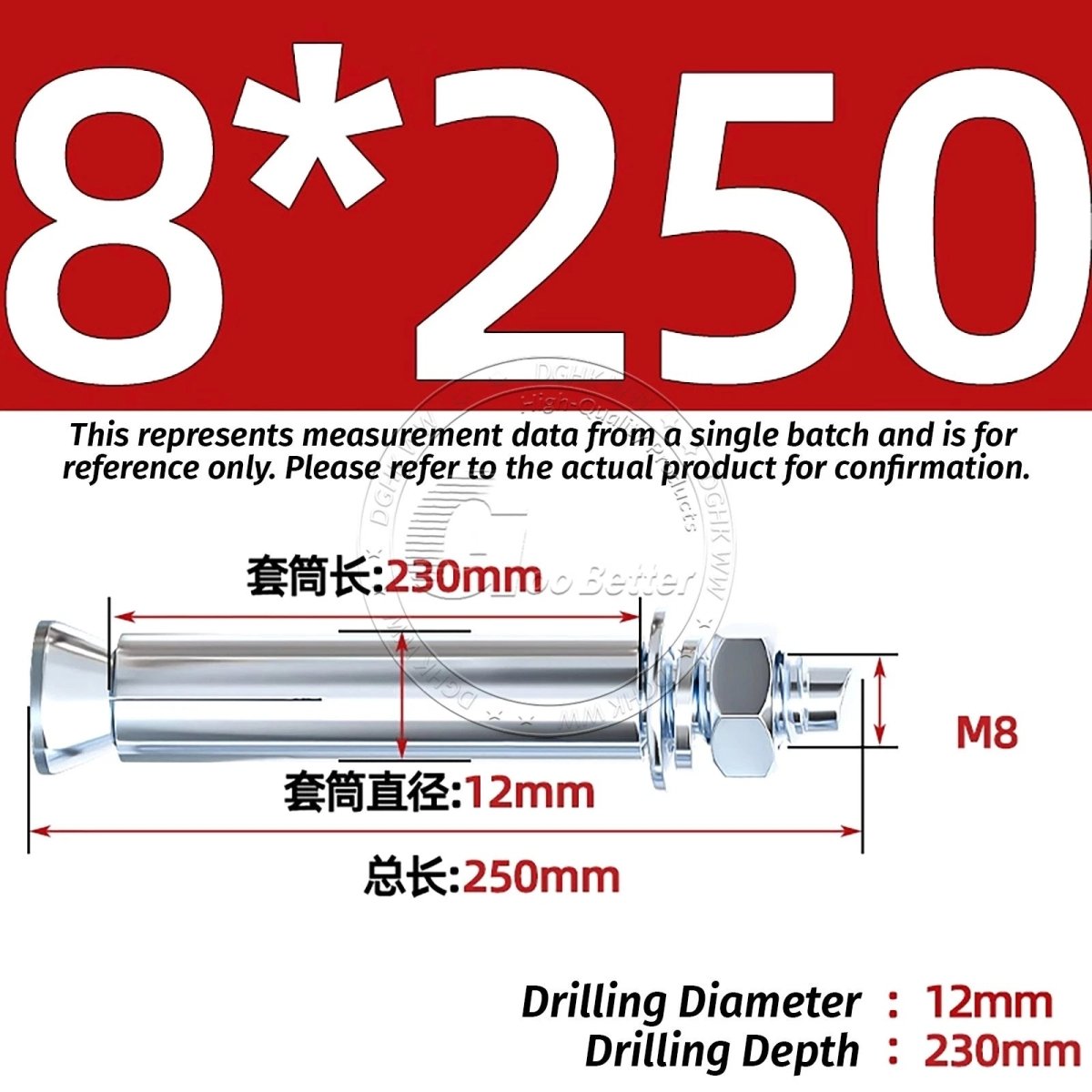 Concrete Expansion Anchor Bolts M6–M20, Extra Long Masonry Wall Screws – Iron Blue White Zinc / Iron - colour Zinc - HomeDIYer