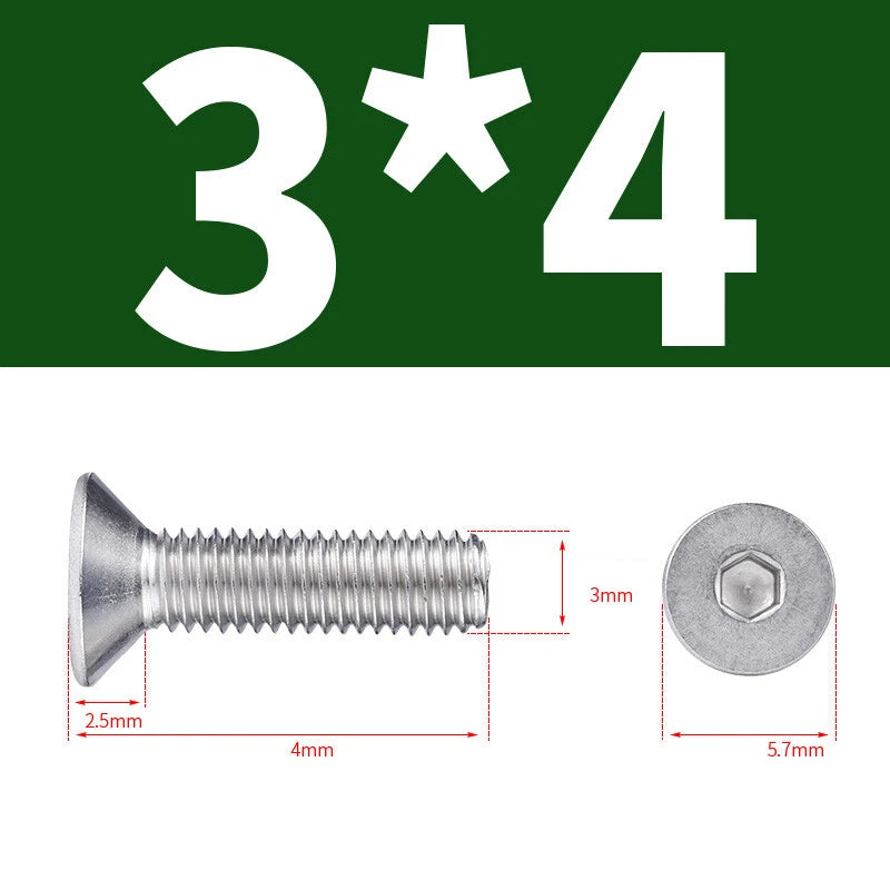 Allen Countersunk Head Screws V4A Steel Hexagon Socket Flat Head Machine Screw