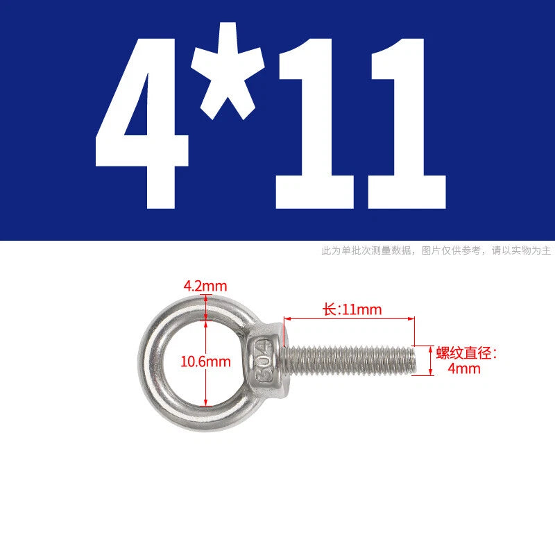 Lifting Eye Bolts A2 304 Stainless Steel M4 M5 M6 M8 M10 M12 M14 M16 M18 M20 M24