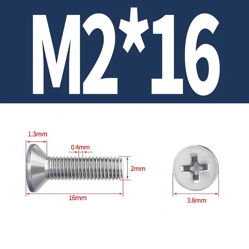 M2 to M8 A4 316 Stainless Steel Phillips Countersunk Screws DIN 965 Marine Grade