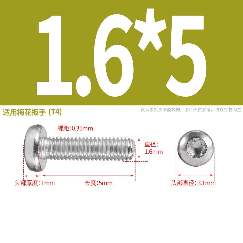M1.6 M2 M3 M4 M5 M6 M8 M10 Torx Pan Head Machine Screws Bolts A2 Stainless Steel