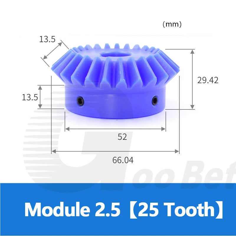 Module 1 1.5 2 2.5 Straight Bevel Gear Set 15 - 30 Tooth 1:1 Pairing Nylon Blue