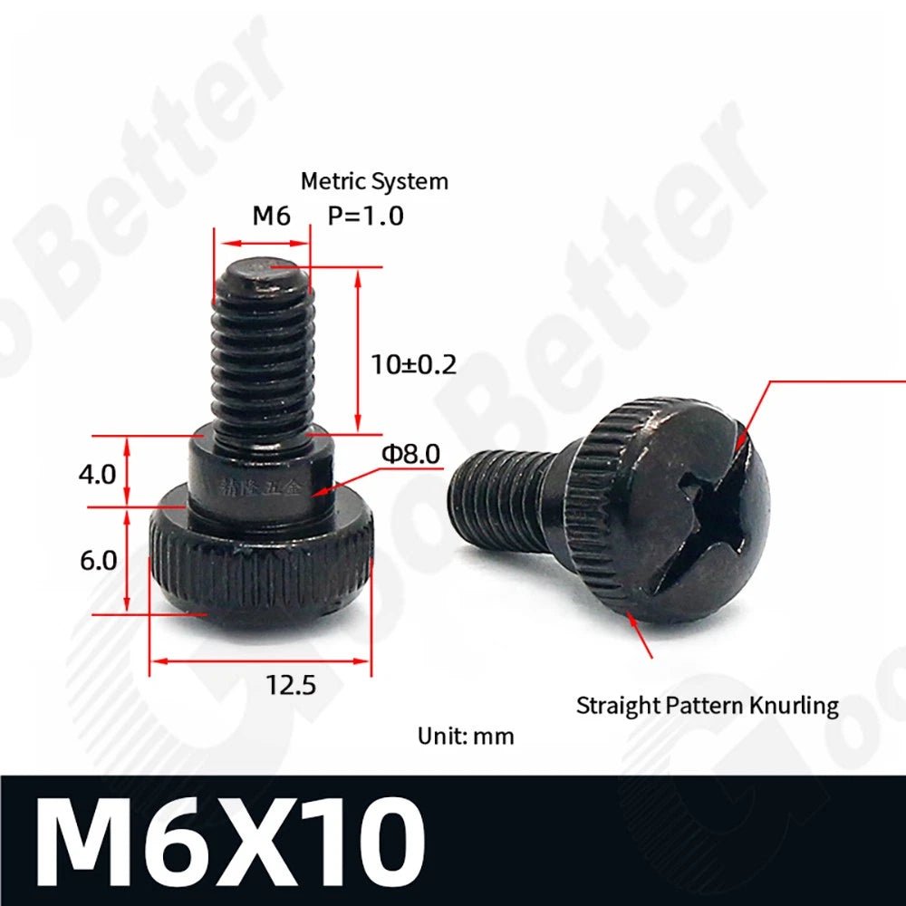 M5 M6 Knurled Thumb Screws Step Head | Hand Grip Knob Bolts | Nickel & Black Zinc Plated - HomeDIYer