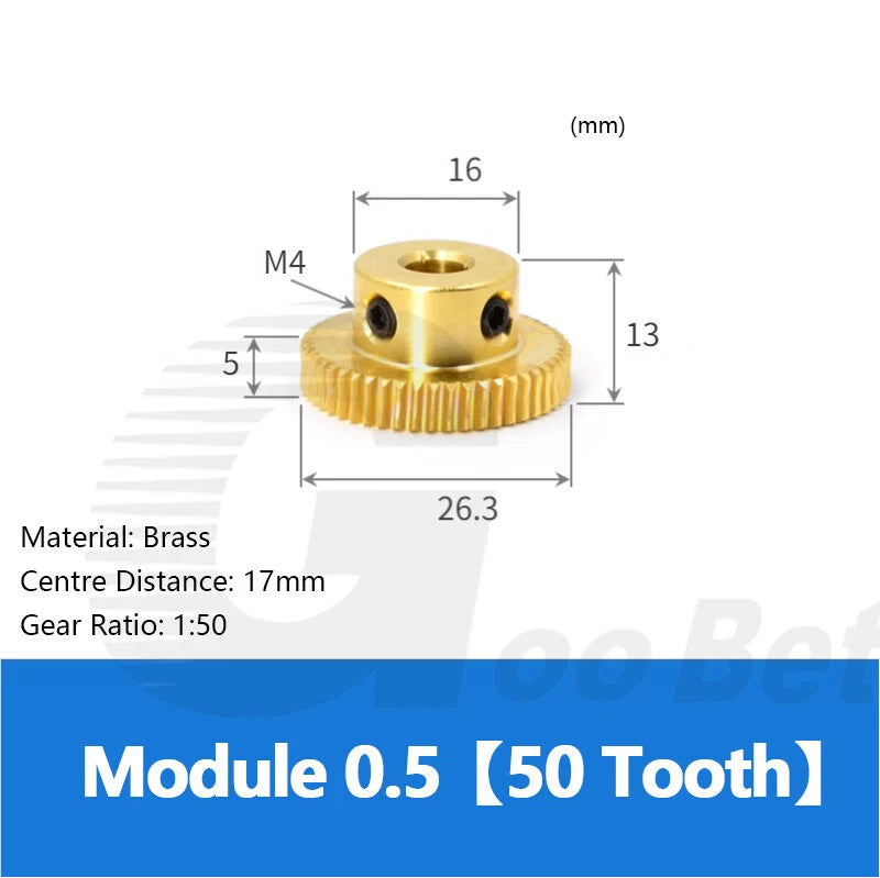 Mod 0.5 Worm Gear Wheel Brass 20-60 Tooth Worm Shaft Steel C45-Stainless Steel